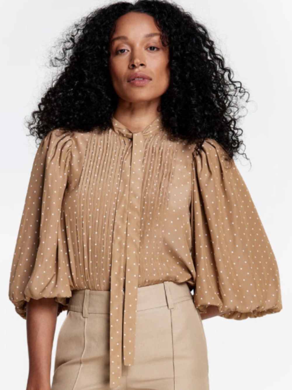 Smythe Polka Dot pleated tie neck blouse shirt SOLD OUT